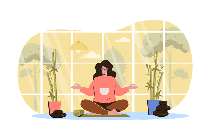 Woman meditating  Illustration