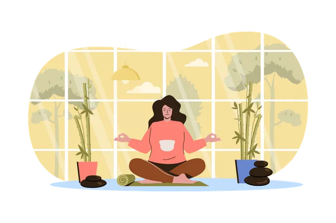 Woman meditating  Illustration