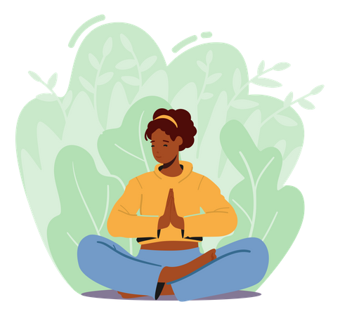 Woman Meditating In Lotus Pose Illustration