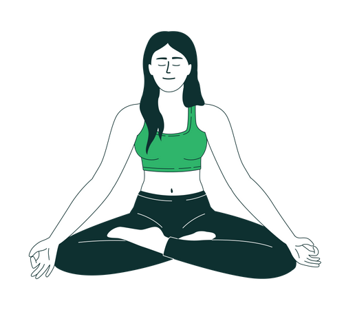 Hand drawing person in meditation pose on white background: Royalty Free  #94261310