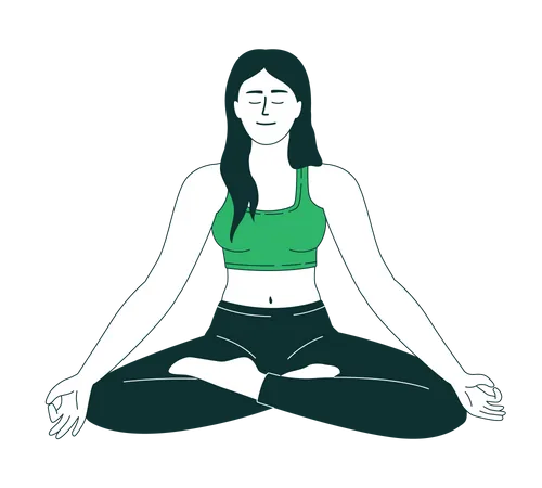 Woman meditating in lotus pose  Illustration