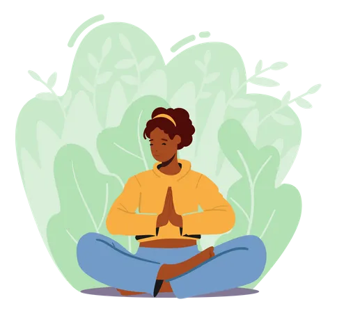 Woman Meditating In Lotus Pose  Illustration