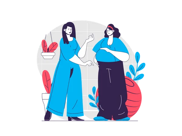 Woman meeting her friend Illustration