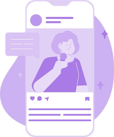 Woman Messaging With Social Media  Illustration