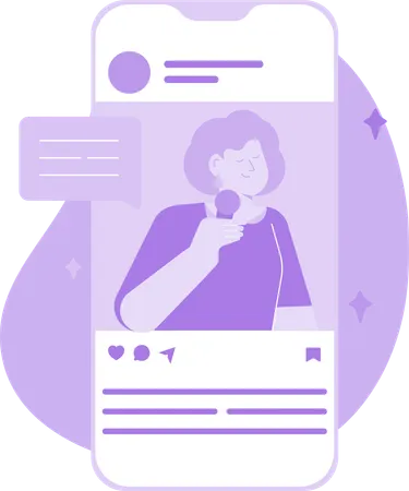Woman Messaging With Social Media  Illustration