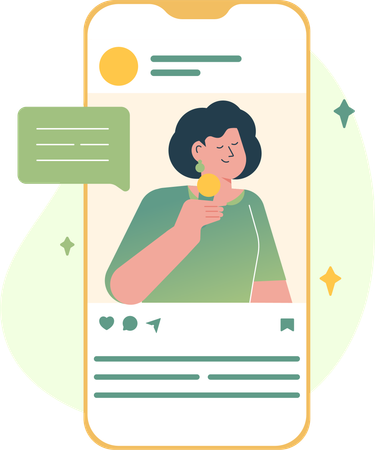 Woman Messaging With Social Media  Illustration
