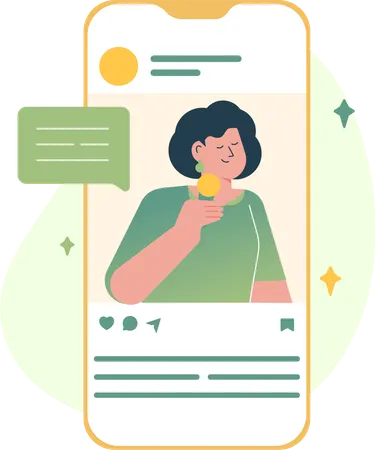 Woman Messaging With Social Media  Illustration