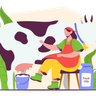 milking cow illustration