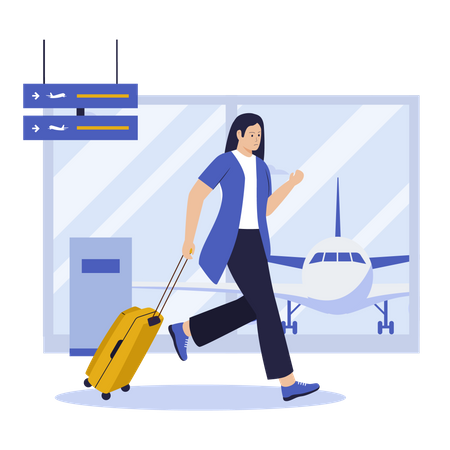 Woman missed flight  Illustration