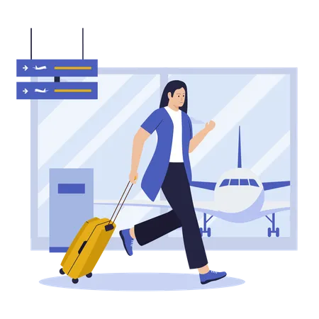 Woman missed flight  Illustration