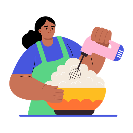 Woman Mixing food in bowl  Illustration