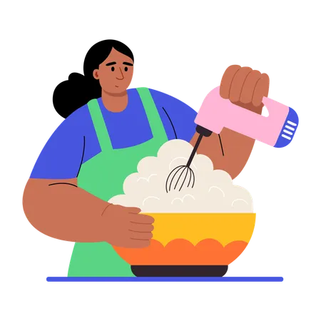 Woman Mixing food in bowl  Illustration