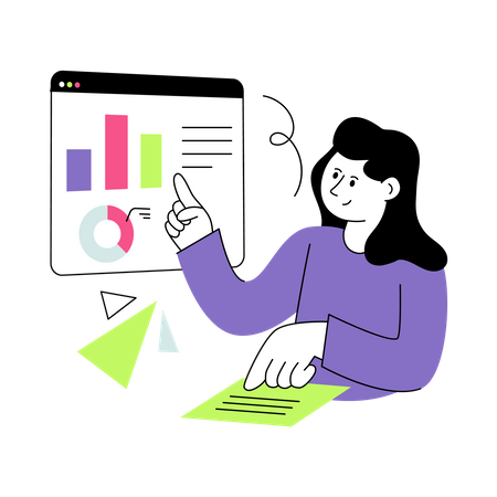 Woman Monitoring Dashboard  Illustration