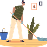 girl mopping floor illustrations