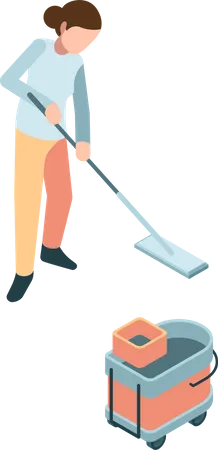 Woman mopping floor  Illustration