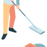 illustrations of girl mopping floor