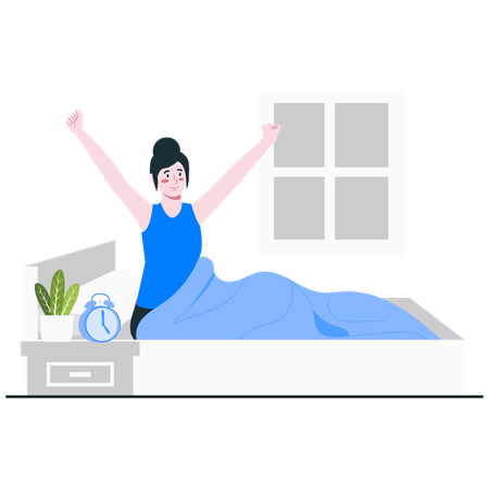 Woman Morning Wake Up  Illustration