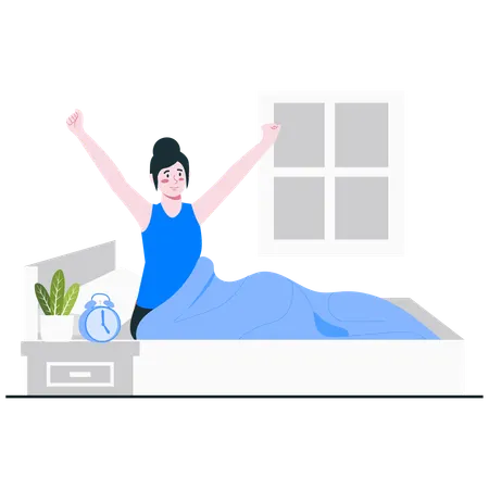 Woman Morning Wake Up  Illustration