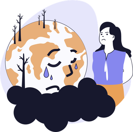 Woman motivates to save planet Earth  Illustration