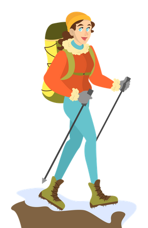 Woman mountain climber Illustration