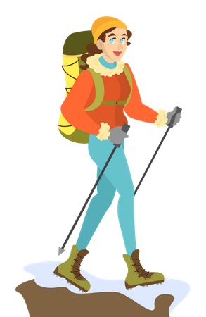 Woman mountain climber  Illustration