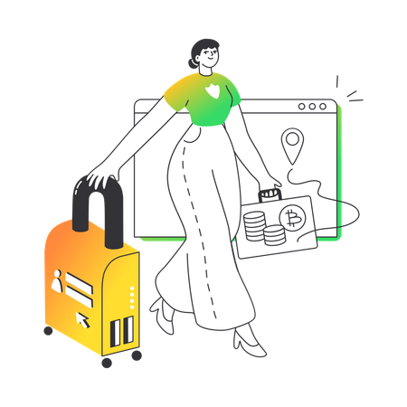 Woman moved cryptocurrencies to a secure server  Illustration