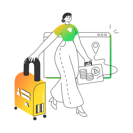 Woman moved cryptocurrencies to a secure server  Illustration