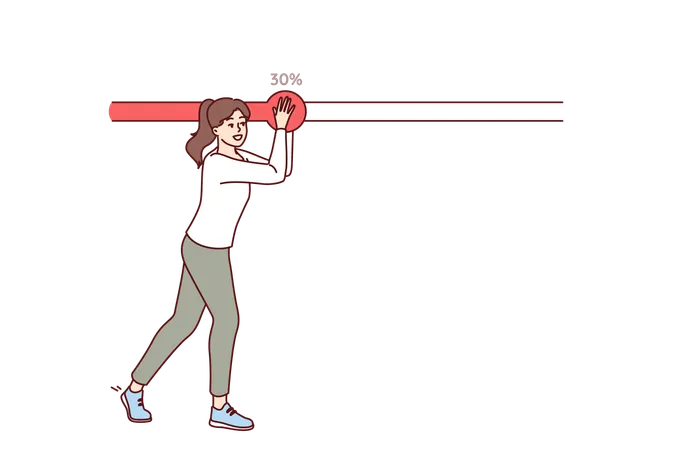 Woman moves progress bar slider to speed up downloading speed  Illustration