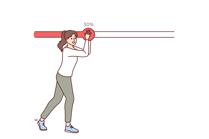 Woman moves progress bar slider to speed up downloading speed  Illustration