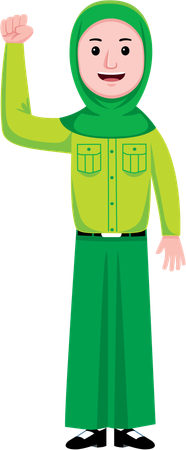 Woman Muslim Student raising fist  Illustration