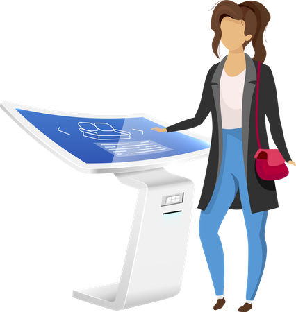 Woman near electronic signage panel  Illustration