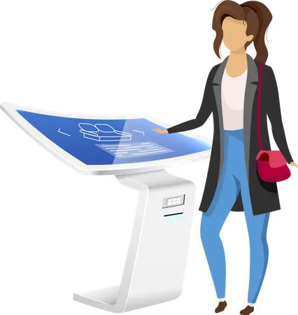 Woman near electronic signage panel  Illustration