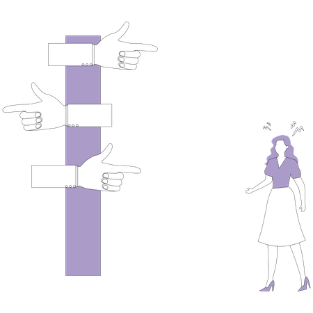 Woman near pointer discourse further actions  Illustration
