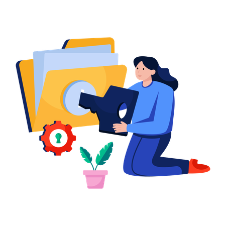 Woman needs Folder access  Illustration