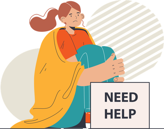 Woman needs help  Illustration