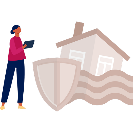 Woman needs house insurance  Illustration
