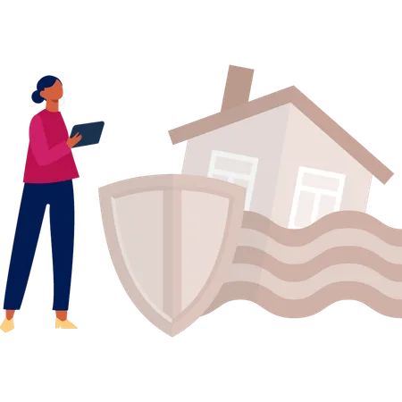 Woman needs house insurance  Illustration