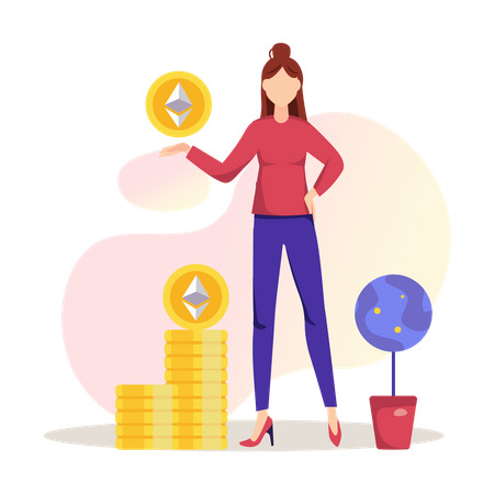 Woman nft investor  Illustration