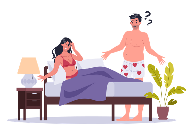 Woman not in mood for sexual intercouse Illustration