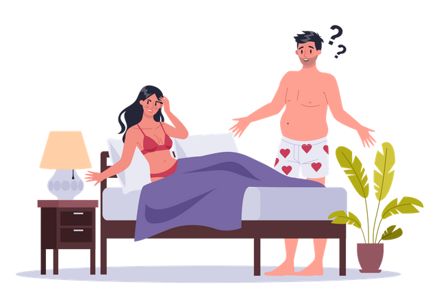 Woman not in mood for sexual intercouse  Illustration