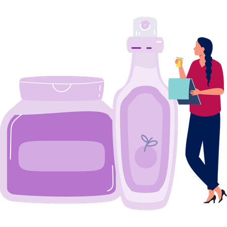 Woman note down cosmetic list  Illustration