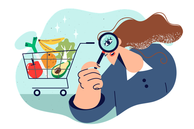 Woman nutritionist selecting vegetables  Illustration
