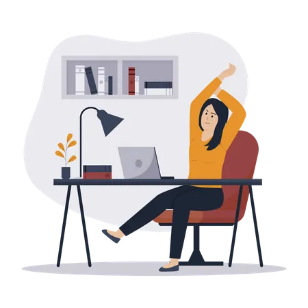 Woman office stretching  Illustration