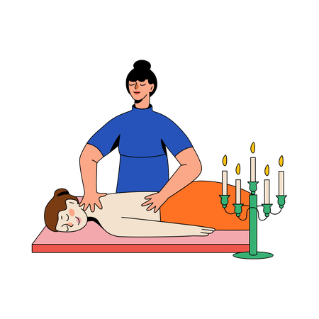 Woman On A Massage Treatment  일러스트레이션