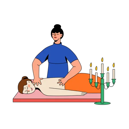 Woman On A Massage Treatment  일러스트레이션