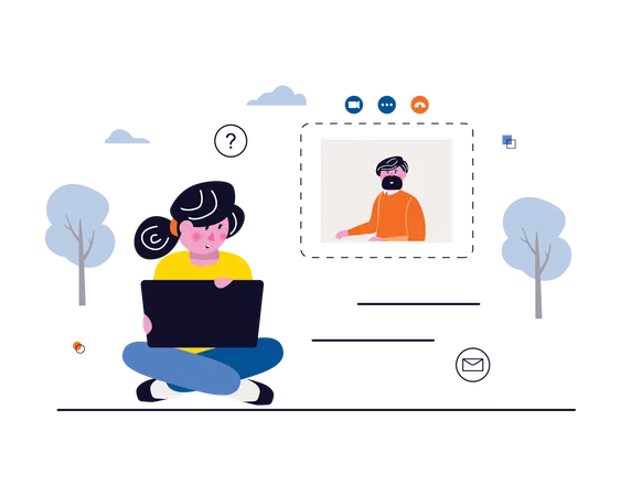 Woman on a video conference  Illustration