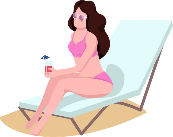 Woman on beach longue Illustration
