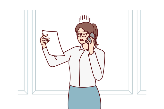Woman on business call  Illustration
