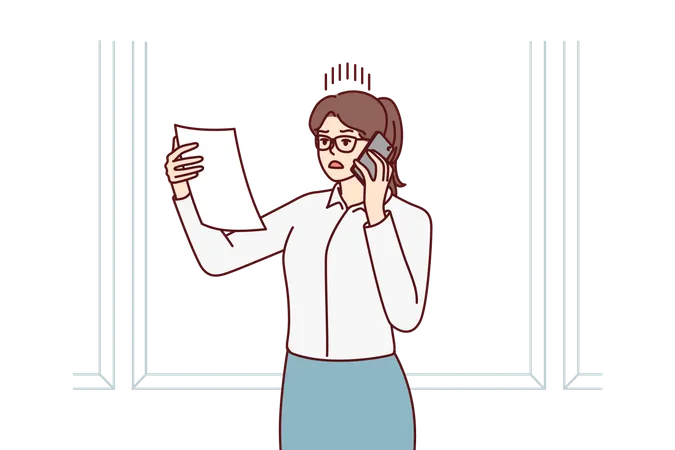 Woman on business call  Illustration