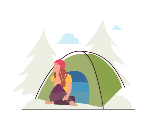 Woman on camping  Illustration